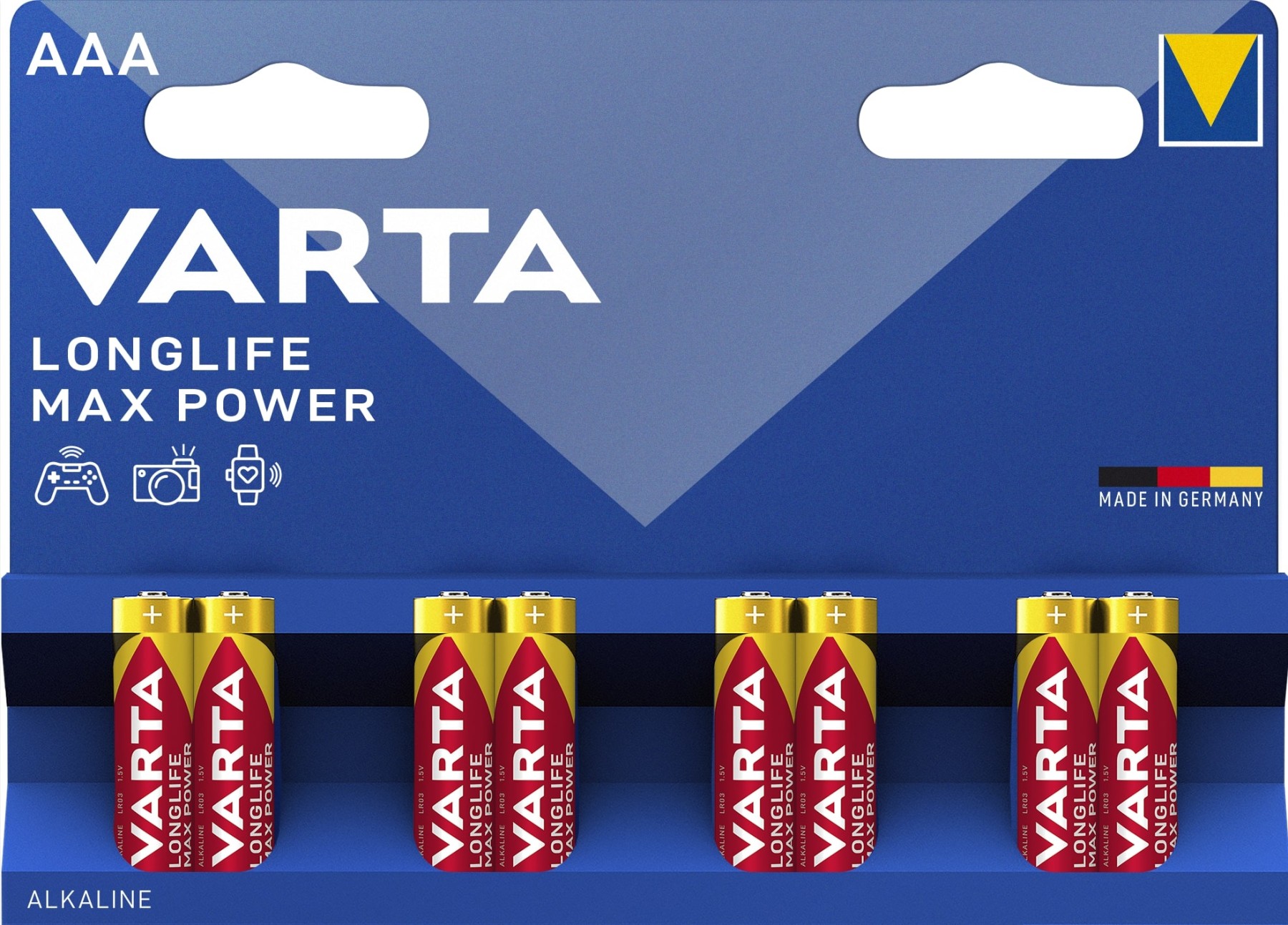 VARTA AAA Longlife Max Power LR03 Batteries Pack of 8